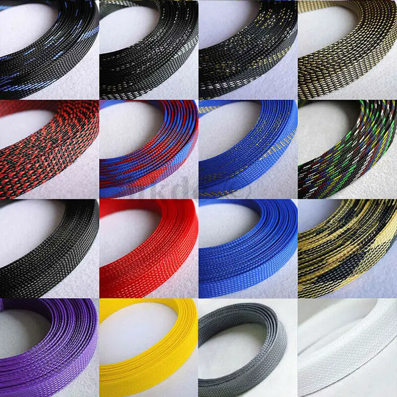 1-5M 3-16mm Black-yellow Cable Sleeves Snakeskin Mesh Wire Protect Nylon Tight PET Expandable Insulation Sheathing Braided Pipe