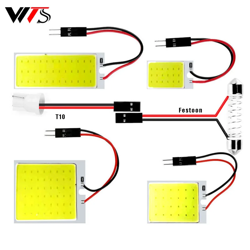 Car T10 W5W Festoon LED COB Signal Bulb 31mm 36mm 39mm 41/42mm C5W 168 Interior Reading Light Dome License Plate Lamp White