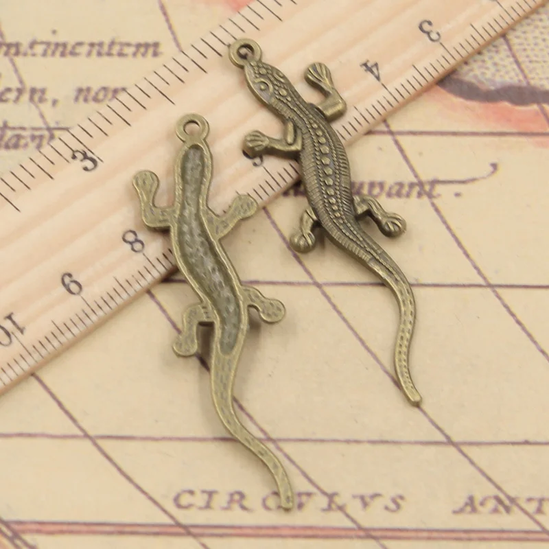 10pcs Charms lizard gecko 56x15mm Tibetan Bronze Silver Color Pendants Antique Jewelry Making DIY Handmade Craft