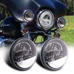For Motorcycle 2pcs 4.5 inch Led Fog Light DRL Led Fog Halo Ring 30W Round Waterproof 4 1/2 Auxiliary Passing Lamp