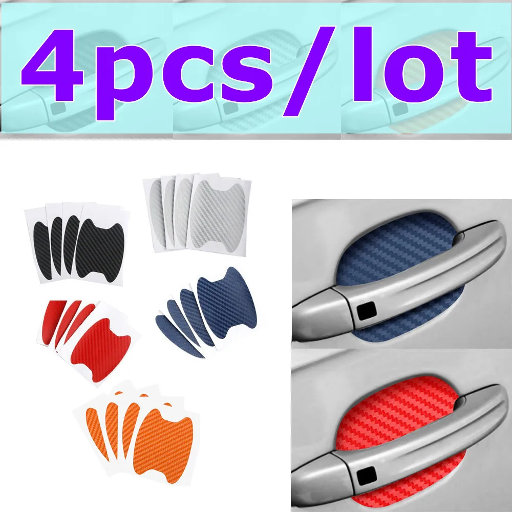 

4pcs/Lot Handle Sticker Car Door Handle Bumper Stickers Paper Protective Film Carbon Fiber Handle Wrist Bumper Stickers