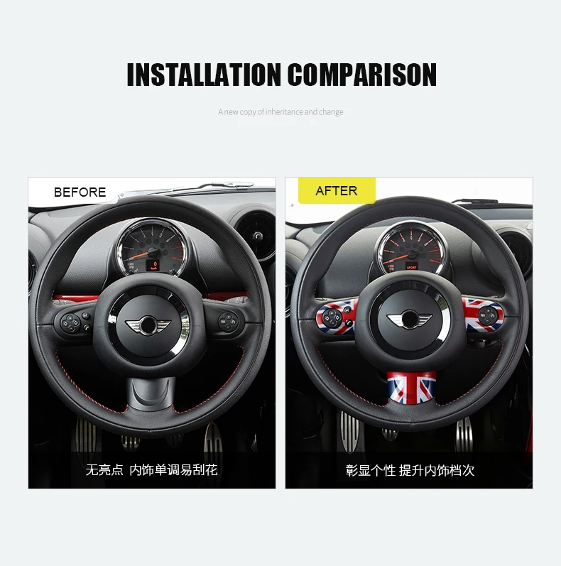 For Mini COOPER R55 R56 R60 Countryman Clubman Steering Wheel Panel Button Sticker Cover Case Auto Accessories Styling