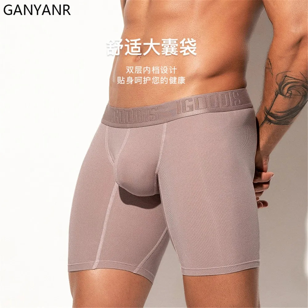 GANYANR Running Tights Men Gym Sportswear Compression Shorts Leggings Fitness Sport Basketball Sexy Yoga Training Workout Pouch