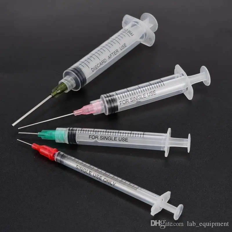 50Pcs /Set 1ml 3ml 5ml 10ml Luer Lock Syringe with 50pcs 14G-25G Blunt Pointed Needle and Plug for Industrial Dispensing Syringe