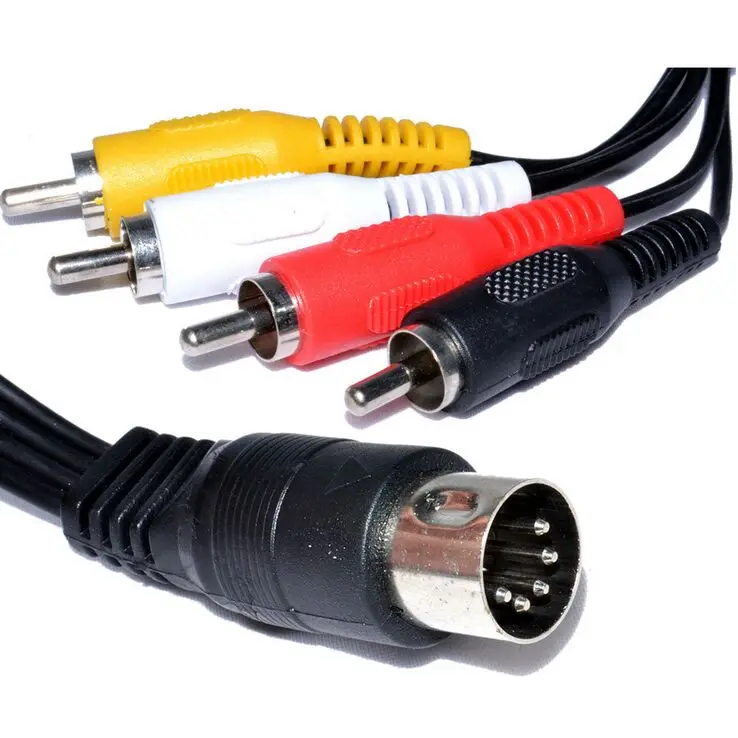 5pcs/lot  5P DIN male plug  to 4 RCA Male Adapter Cable Audio Video AV Cables Length 50cm  150cm