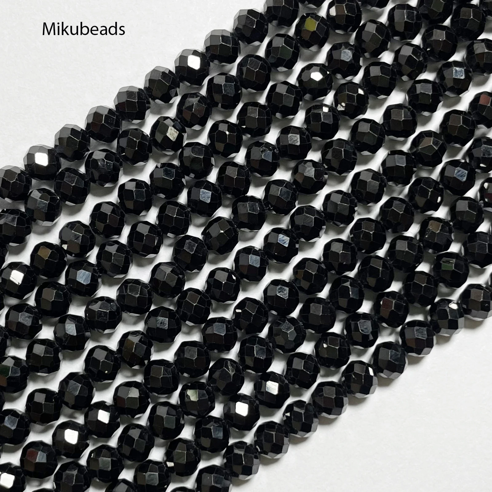 Natural Black Spinel 4mm+-0.2 Faceted Round Beads Shinny Stone For Jewelry Making DIY Bracelet Necklace Strand 15"