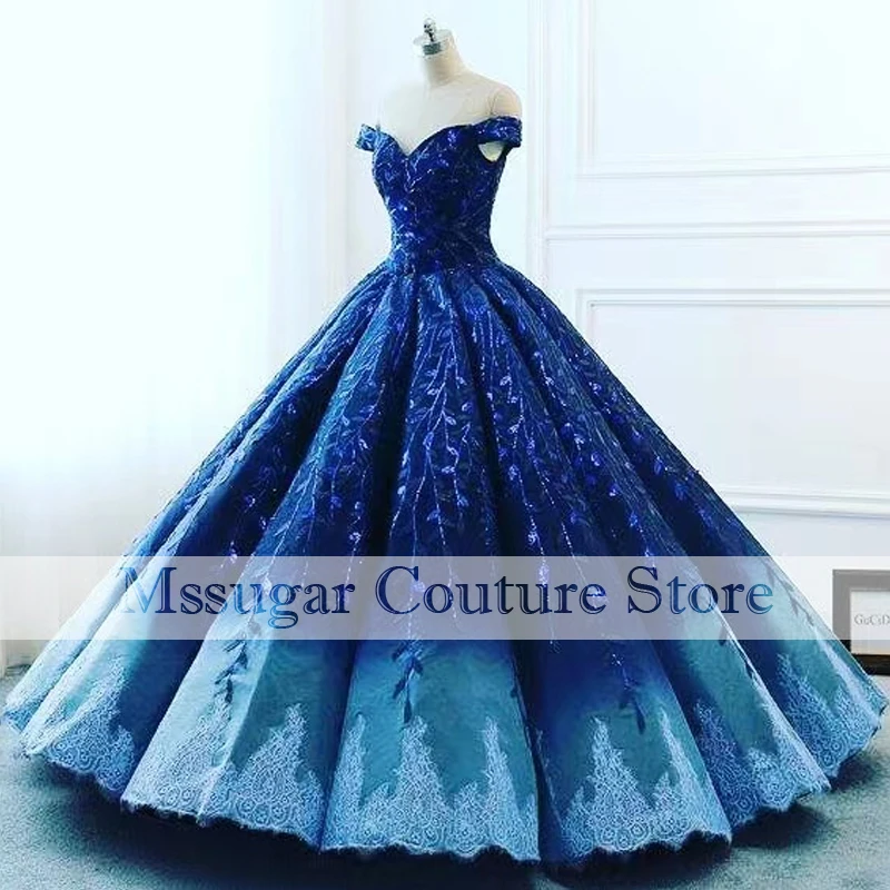 Gaun Quinceanera Biru Elegan Gaun Prom Pesta Mewah Applique Vestidos De 15 Anos 2021