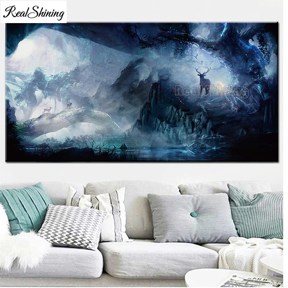 Large Full drill DIY Diamond Painting Wonderland Glowing Night Deer 5D Cross Stitch kit Diamond Mosaic Diamond embroidery T275