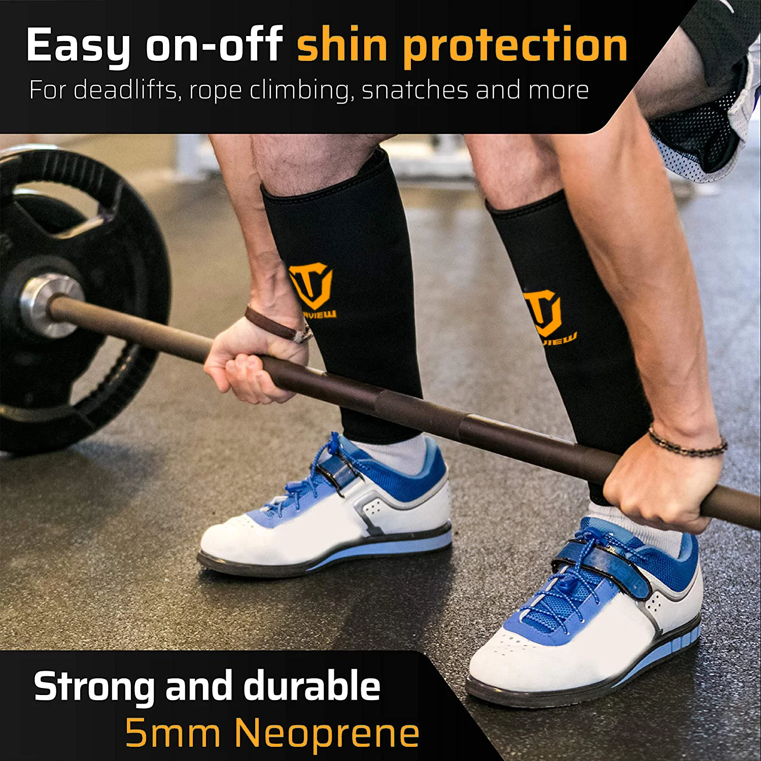 Weightlifting Deadlift Shin Guards Adjustable Deadlift Shin Guard Sleeves EasyWear Calf Support Brace for Box Jump Crossfit