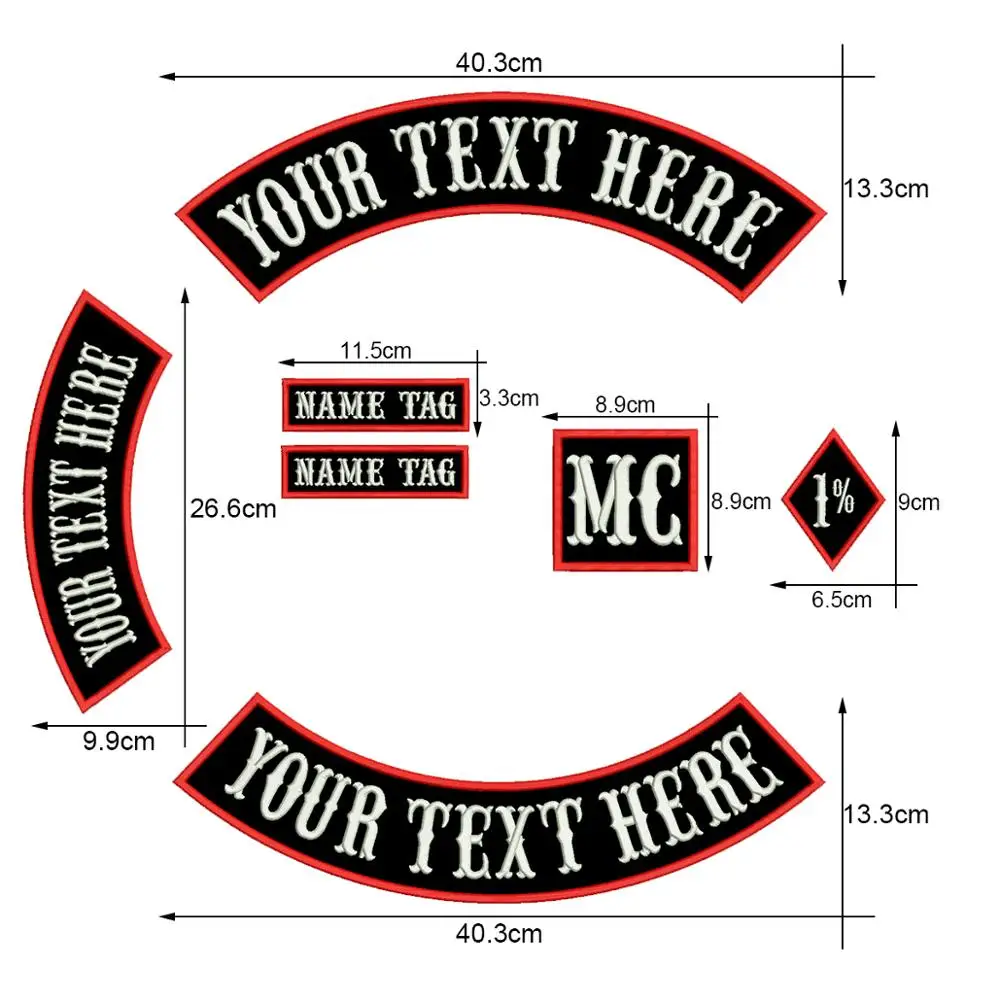 Rocker Custom Motorcycle MC 1% Biker Rider Patch Club ricamo punk Iron on Patch per abbigliamento Set completo 7 pezzi giacca Applique