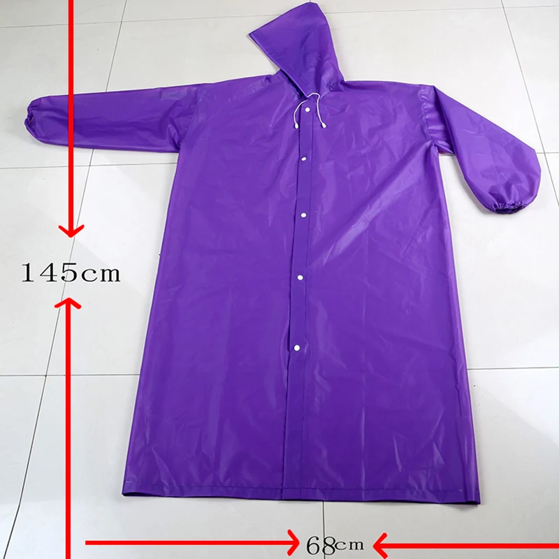 High Quality 1PC 145*68CM EVA Unisex Raincoat Thickened Waterproof Rain Coat Women Men Black Camping Waterproof Rainwear Suit