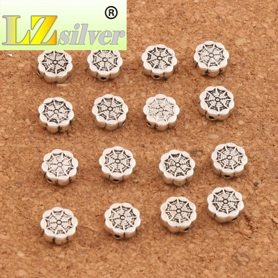 Carved Etched Round Flat Beads 7.4x7.4mm 400PCS Zinc Alloy Spacers Jewelry Findings L598