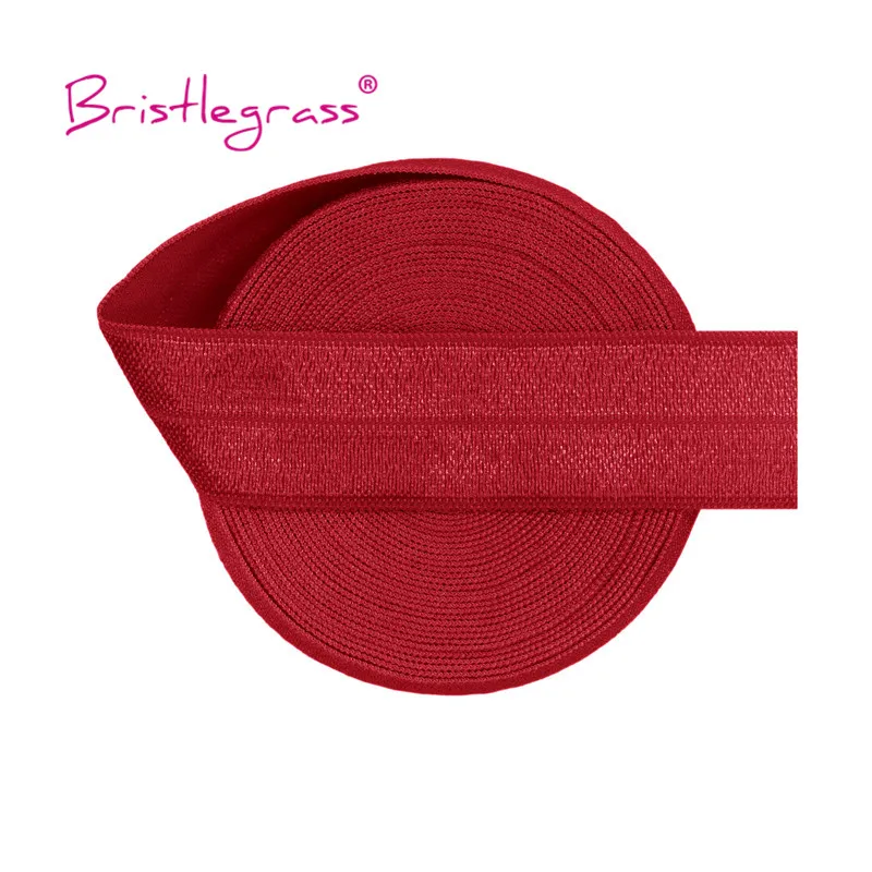 BRISTLEGRASS 2 5 10 Yard 3/4" 20mm Solid Shiny FOE Falten über elastisches Spandex-Satinband Haargummi Stirnband Kleid Nähen Spitzenbesatz