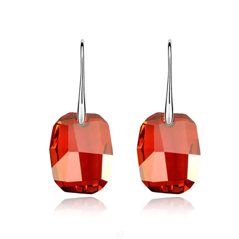 2021 Hot Wedding Graphic Drop Earrings With Crystals from Austria Big Rectangle Stone Women Luxury Fashion jewelry 6 Colors