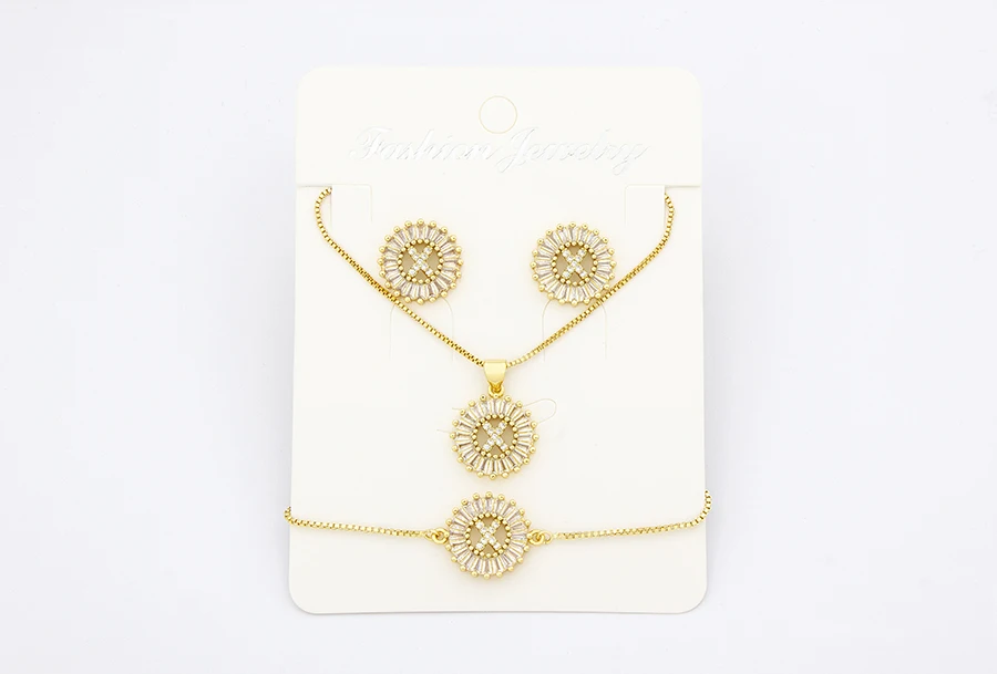 Nidin Heißer 26 Buchstaben Schmuck Sets Halskette + Ohrringe + Armband Für Frauen Initial Alphabet Charme Kupfer Zirkon Party hochzeit Geschenk – Detail 12
