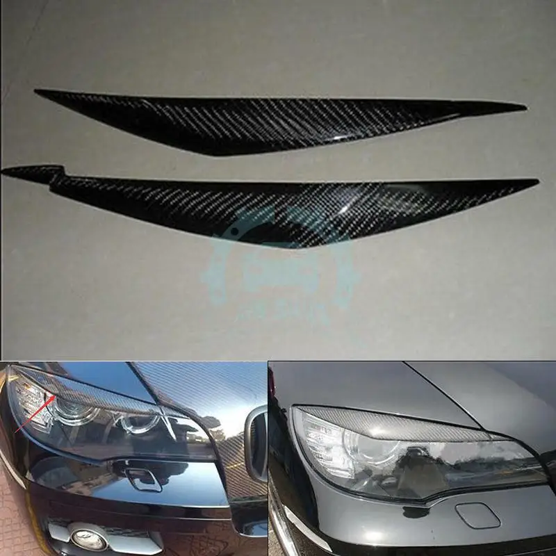 

Fit For BMW X6 E71 2008-2014 High quality Carbon Fiber Front Head Light Eyelid Cover Trim 2pcs