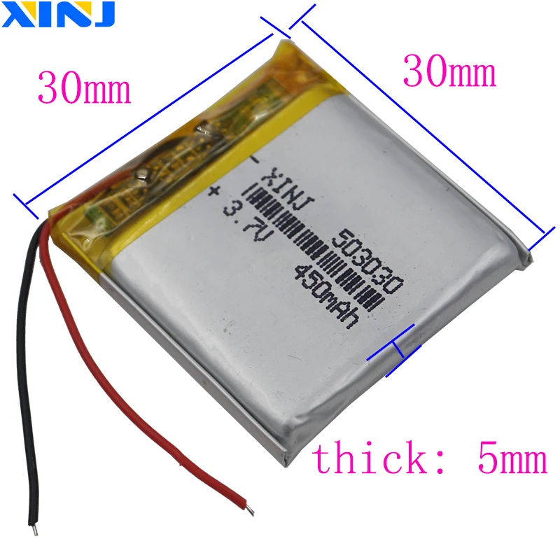 5pcs 3.7V 450mAh 1.66Wh Li Lithium Battery 503030 Li-ion For SmartWatch Bluetooth Speaker GPS DashCam Navigation Music Player