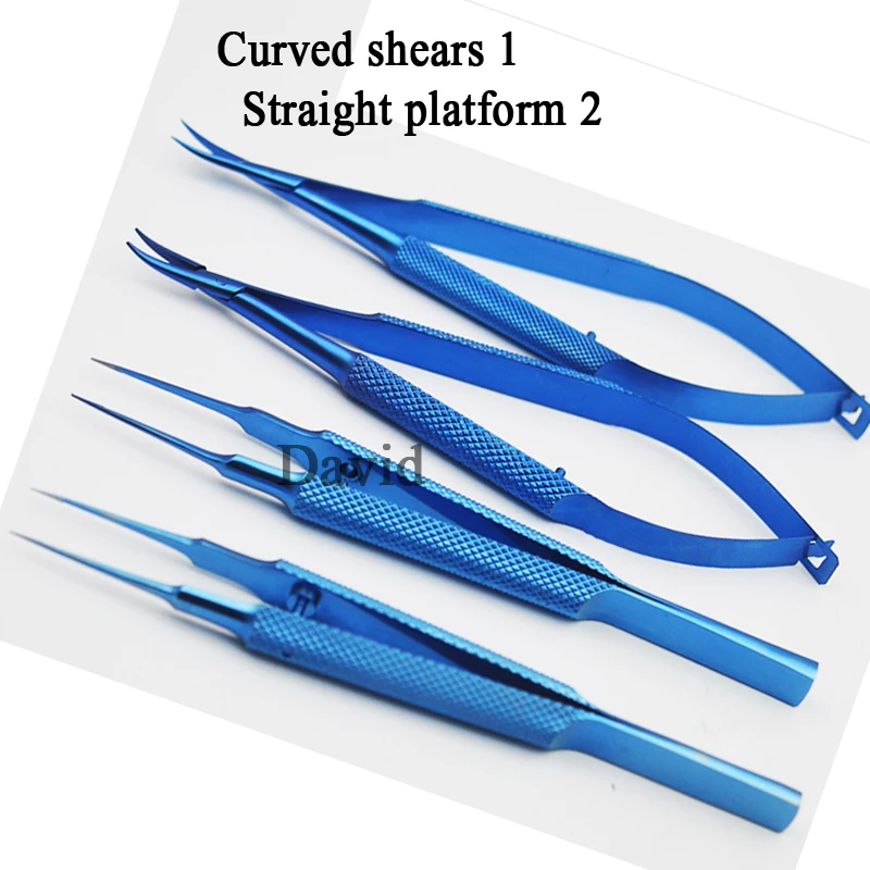 4pcs/set 14cm Titanium microsurgical instruments microsurgery instruments Kit scissors needle holder forceps