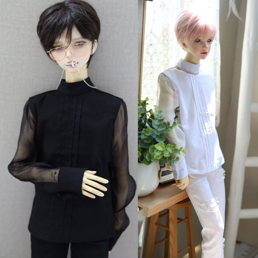 

New BJD doll clothes See-through Blouse organ pleats and gauze sleeves open collar shirt 1/4 1/3 Uncle doll accessories