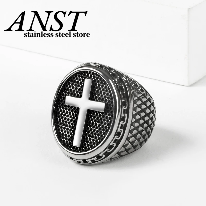 Vintage Heart&Cut & Cross Symbols Stainless Steel Mens Women Rings Simple for Boyfriend Jewelry Creativity Party Couple Gift