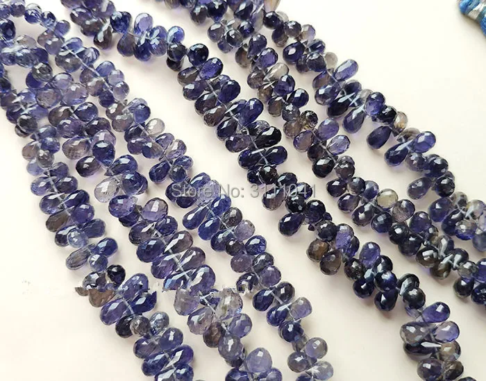 

AA loose beads iolite blue faceted drop 6-8mm 20cm for DIY jewelry making FPPJ wholesale beads nature