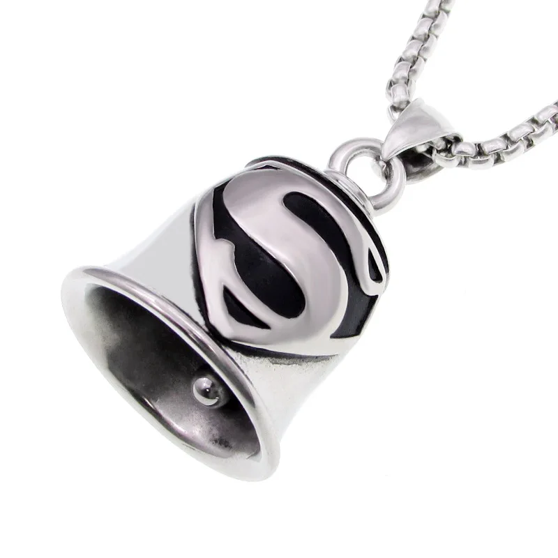 Pendentif cloche motif lettre S pour homme, bijoux moto, personnalité, punk, rock, nouvelles tendances