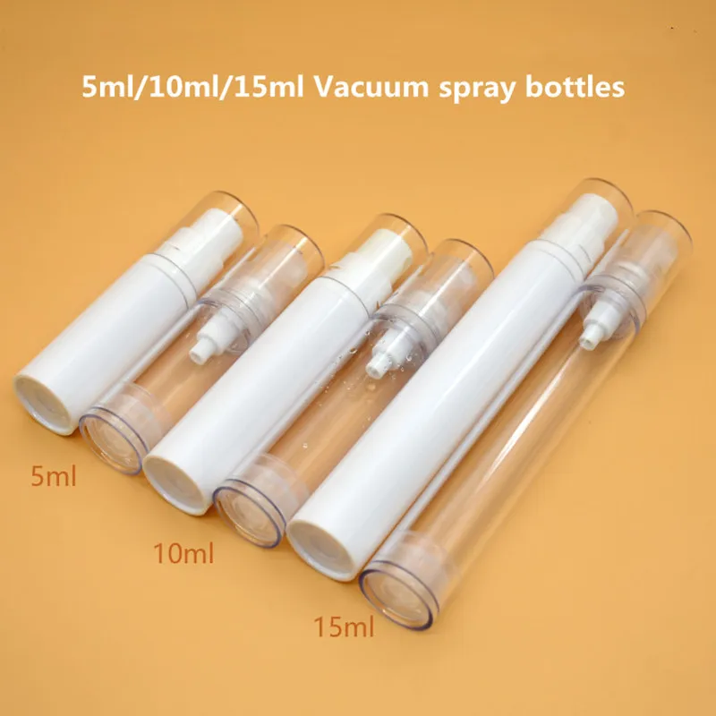 

5/10/15ml Wholesal Empty Vacuum Spray Bottle Pressing Plastic Travel Portable Perfume Lotion Sample Refillable Bottle