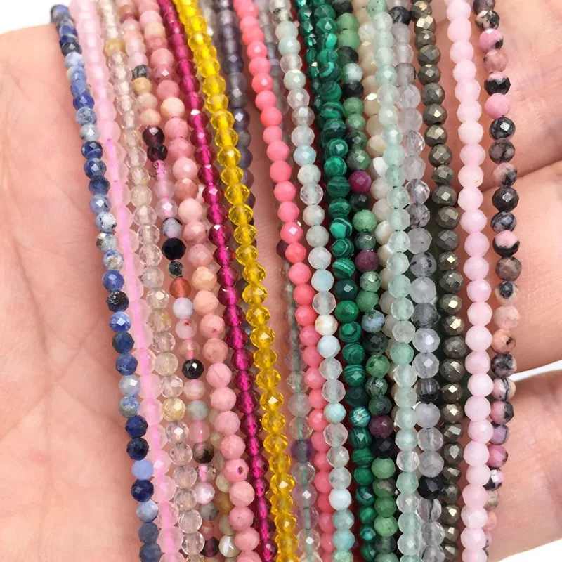 2mm beads Crystal Stone Necklace Short Collar Tiny Strand Elegant Natural Garnets Lapis Pink Tourmalines Quartz Choker Necklace