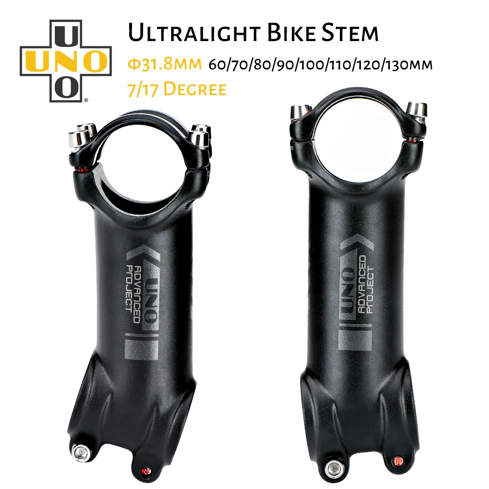 

UNO Ultralight Bike MTB Stems 7/17 Degrees Road Bicycle Stem 31.8mm 60/70/80/90/100/110/120/130mm Mountain Bicycle Power Parts