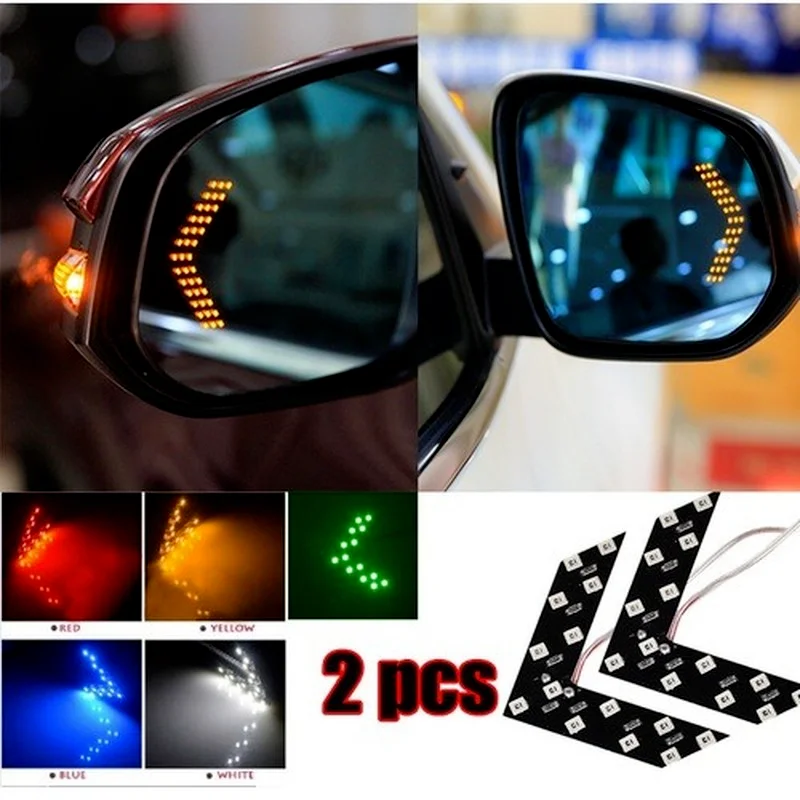 2 Pcs/Lot Car LED Lights Rear View Mirror Arrow Panel Light 12V Car Mirror Indicator Turn Signal Bulb Auto Rearview Mirror Light