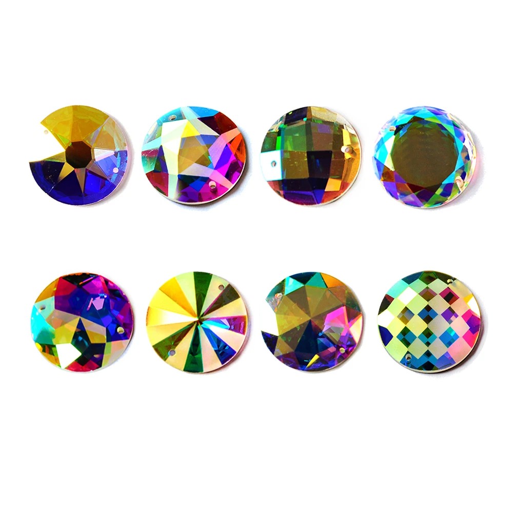 

Crystal Glass AB Mirror Sew on Different Rhinestones flatback Round Rivoli XIRIUS Strass For Garment Jewelry Decorations