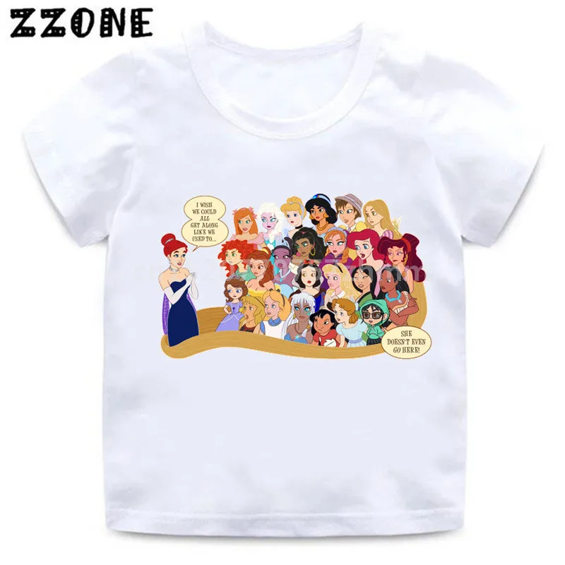 Ragazze/ragazzi piccole principesse impressionante maglietta del fumetto bambini vestiti divertenti bambini estate bianco top T-shirt bambino