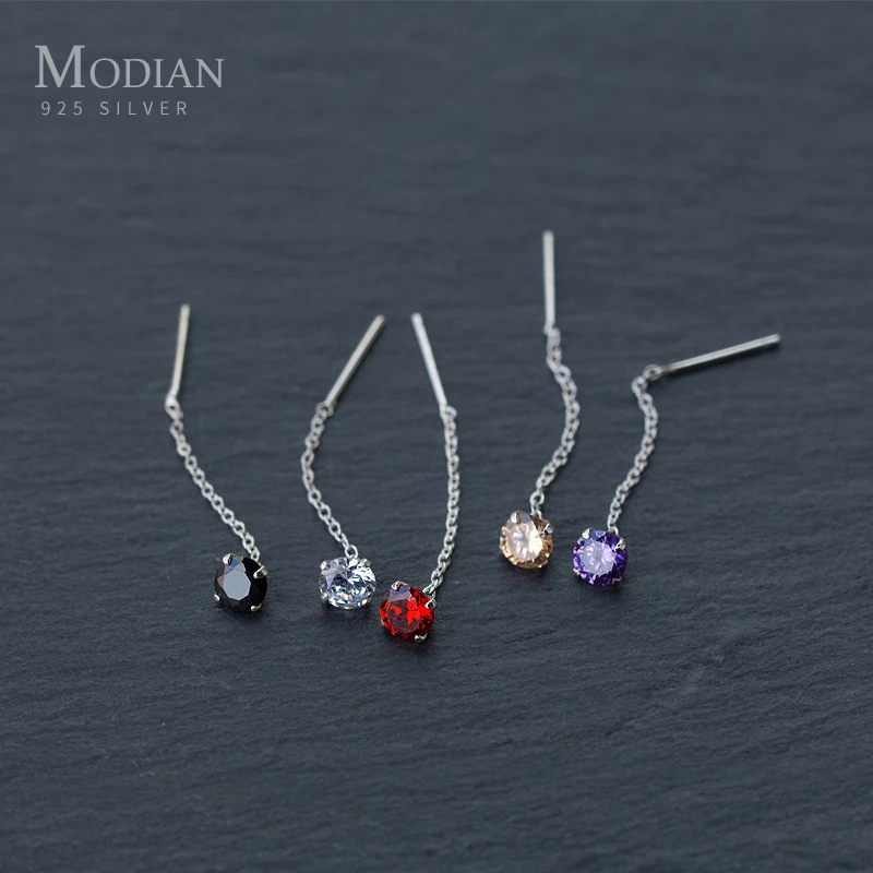 

Modian 5 Color Luxury Charm Tassel Drop Earring Trendy 925 Sterling Silver Dangle Earrings For Women Sparkling Fine Jewelry