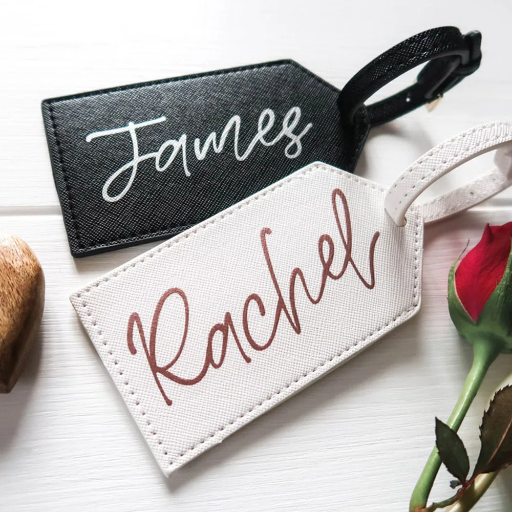 

Custom Name Luxury Leather Matching Couples Luggage Tags Personalized Wedding Accessories Holiday Travel Gifts for Couples