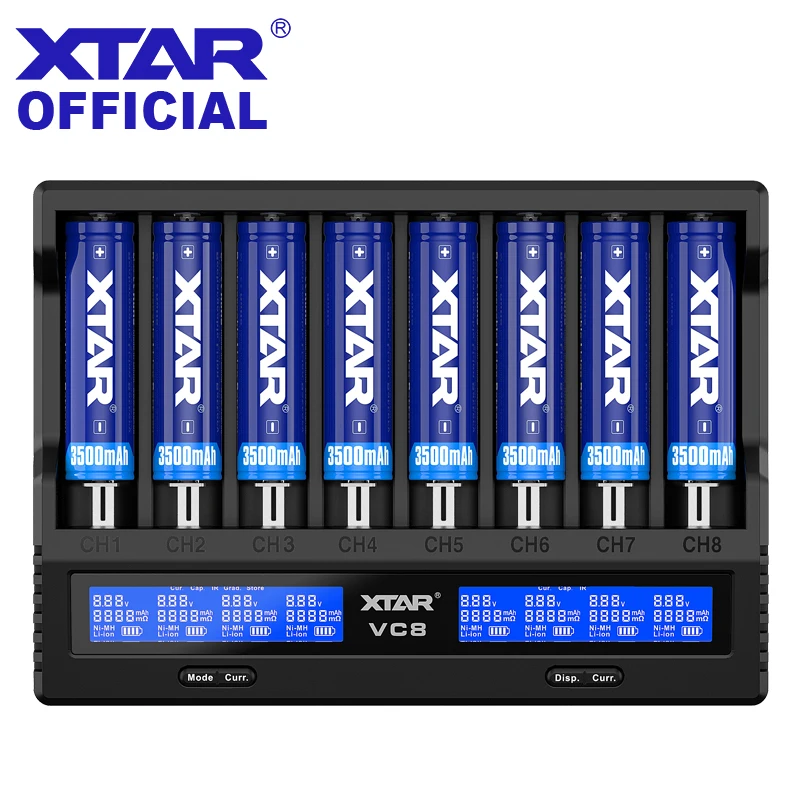Ładowarka XTAR 18650 VC8=VC4+VC4SL QC3.0 Typ C Szybka ładowarka Ładowanie Wyświetlacz LCD Carregador Do akumulatorów 21700 20700 18650