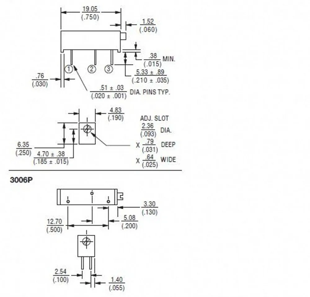 50PCS 3006P Präzision Multi-turn Einstellbare Potentiometer 1K 2K 5K 10K 20K 50K 100K 200K 500K 100R 200R 500R 100 200 500 ohm – Detail 1