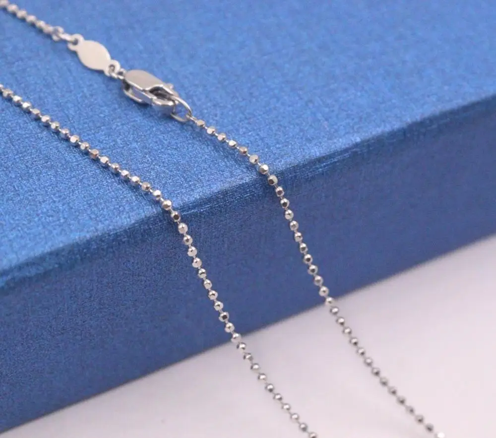 

New Pure Platinum 950 Necklace 1.1mm Width Bead Link Chain Necklace Pt950