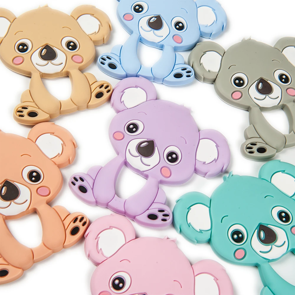 

Cute-Idea 1pc silicone koala animal cartoon baby teether chewable pendant accessories For Pacifier Chain Food Grade baby toy