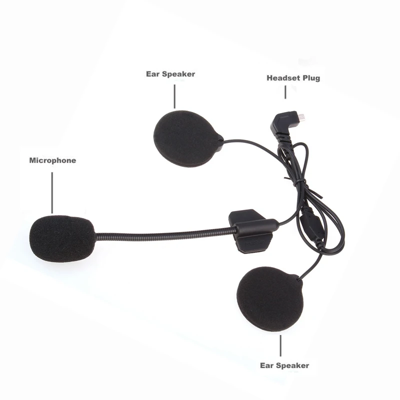 Freedconn Motorcycle T-COM Bluetooth Helmet Interphone Microphone/Headphone Headset + Clip Mount