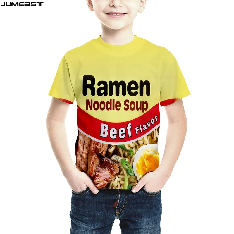 Jumeast Men Women 3D Children T-Shirt Instant Noodle Food Beverage Hip Hop Short Sleeve Kids T Shirt Sport Pullover Tops Tees