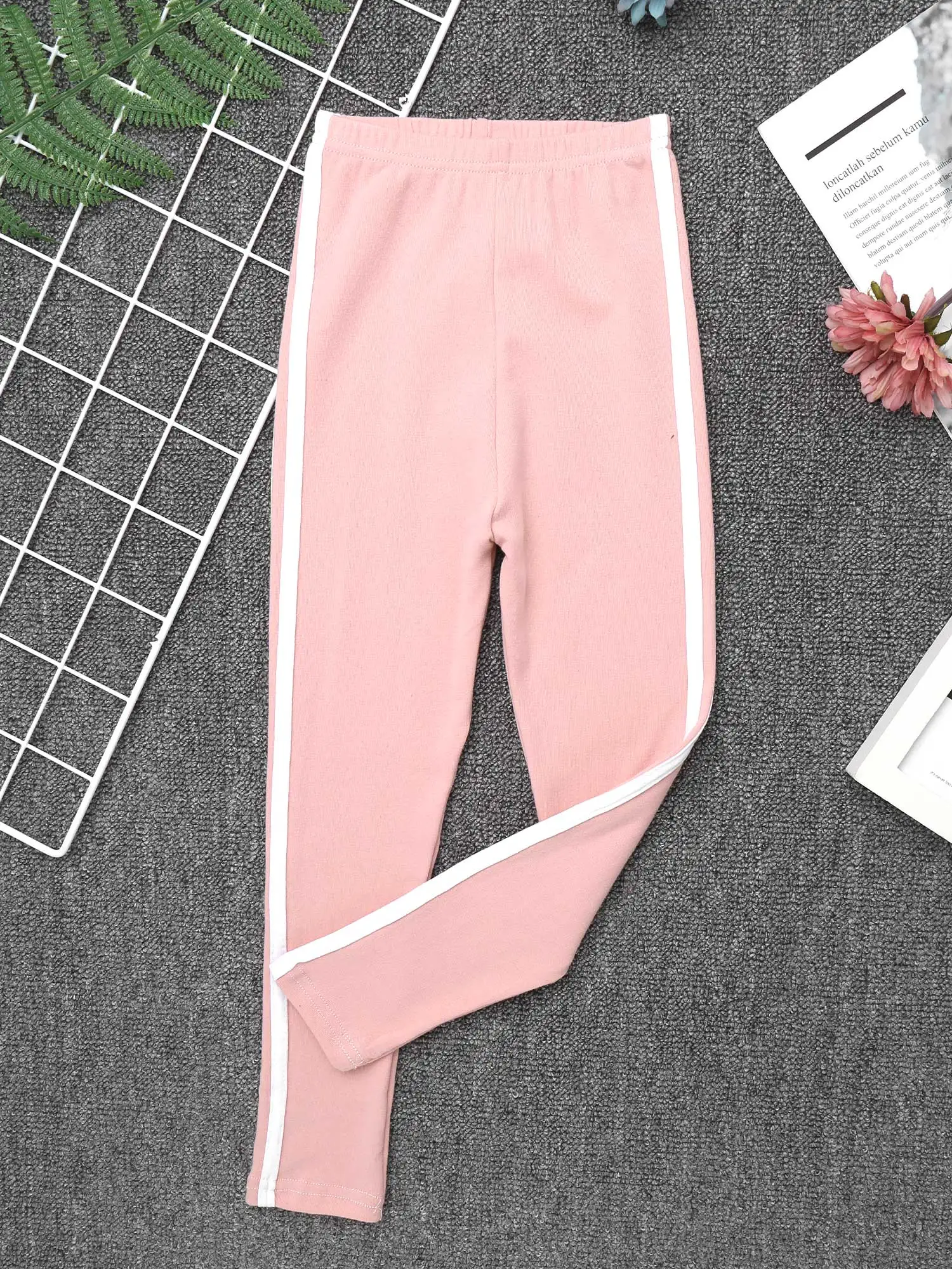 2021 Autumn Girl Pants Pure Color Side Stripe Sports Stretch Leggings for Kid Girls Sweatpants Kids Yoga Leggings Sport Trousers