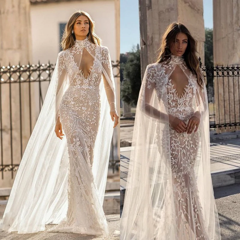 Chal de novia con Apliques de encaje, longitud de la Catedral, Blanco/Marfil, vestido de novia, capa