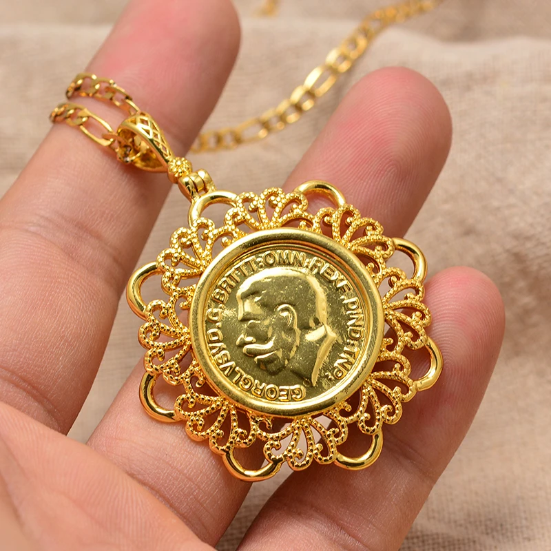 Arabische Goldmünzen-Halskette für Frauen und Männer, Muslimischer Islam Allah Anhänger, Türkischer Schmuck in Goldfarbe – Detail 4