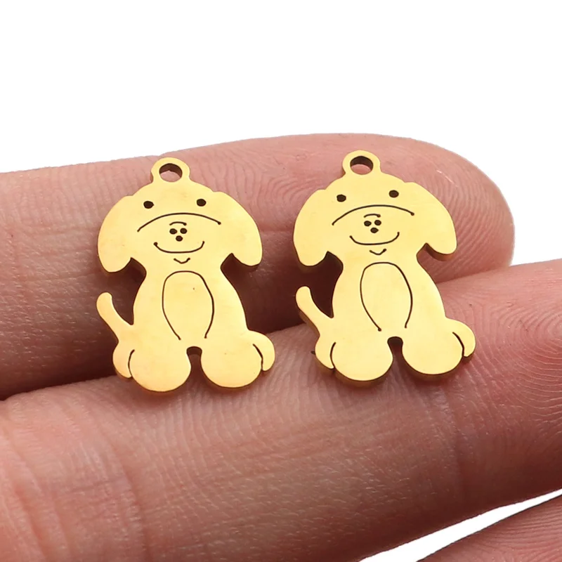 5pcs Stainless Steel Cute Dog Necklace for Women Animals Puppy Doggy Pendant Necklaces&Pendants Christmas Xmas Jewelry Making