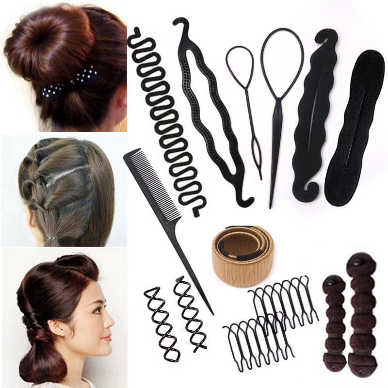 Multi Style DIY Hairstyle Tools Women Magic Donut Hair Bun Maker Braiding Twist Hair Clip Disk Pull Hairpins Hair Accessories