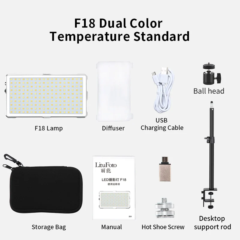 LEDフォトライトキット,12W,3200-5600K,4040mAh,液晶画面,コールドシューズ,ライブビデオ,ストリーミング