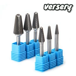 Versery  L Type Head Tungsten Carbide Alloy Rotary File Tool Point Burr Die Grinder Abrasive Tool Drill Milling Carving Bit