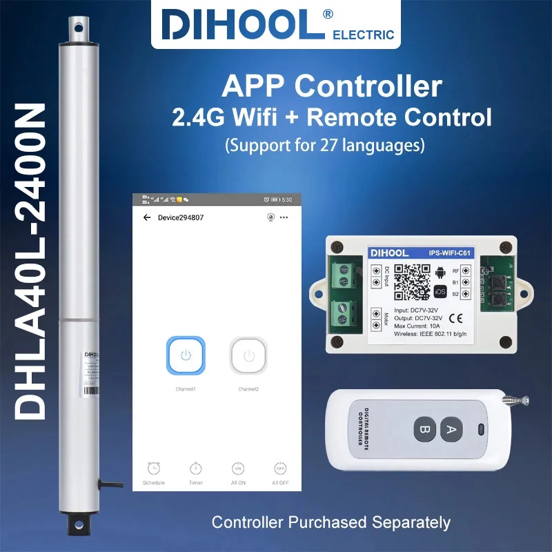 Electric Tailgate Lift DHLA40L 100MM 700MM Synchronous Straight Linear Actuator 2400N Window Door Opener Motor Wifi Controller