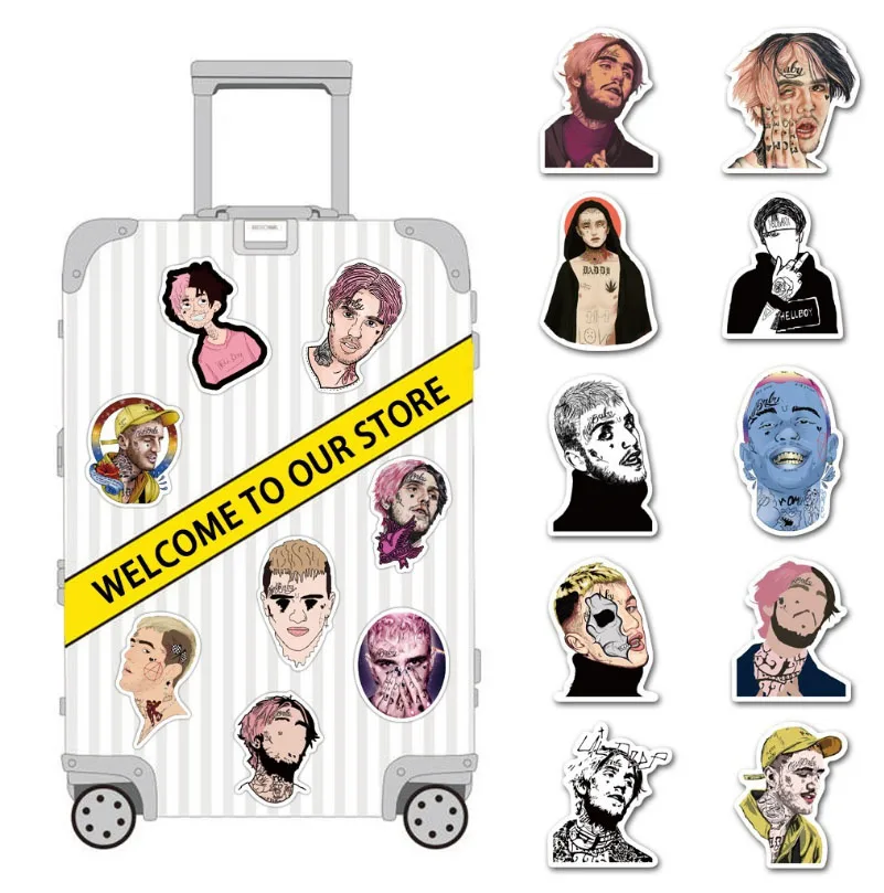 10/30/50pcs American Rapper Lil Peep  Graffiti Waterproof Skateboard Travel Suitcase Phone Laptop Luggage Stickers Diy Kids Girl