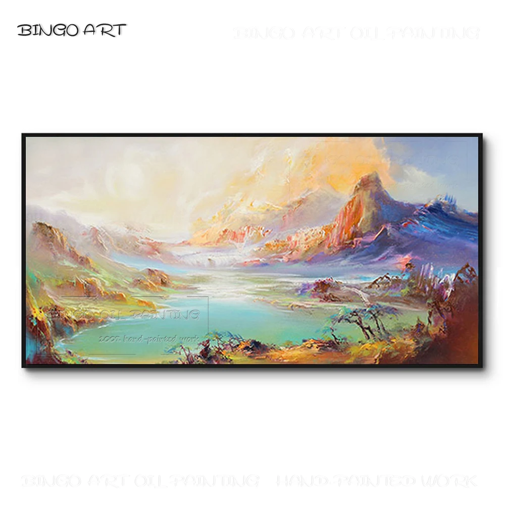 

Gifted Artist Hand-painted High Quality Impressionist Landscape Oil Painting Beauty Landscape Mountains and Lake Oil Painting